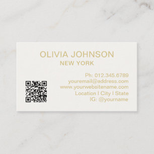 Tarjeta De Visita Código QR Profesional Moderno Minimalista Dorado M