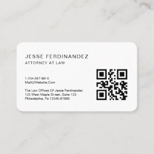 Tarjeta De Visita Código QR profesional moderno mínimo blanco