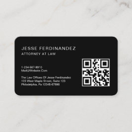 Tarjeta De Visita Código QR profesional moderno mínimo negro