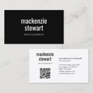 Tarjeta De Visita Código QR profesional moderno negrita negra