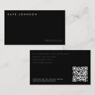 Tarjeta De Visita Código QR profesional moderno para empresas negras