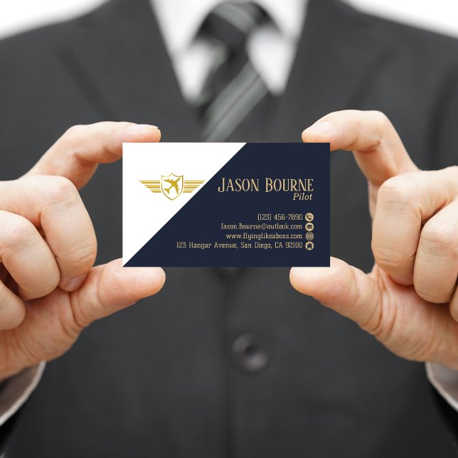 Tarjeta De Visita Código QR profesional Navy azul simple (Subido por el creador)