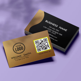 Tarjeta De Visita Código QR profesional oro negro Minimalista modern