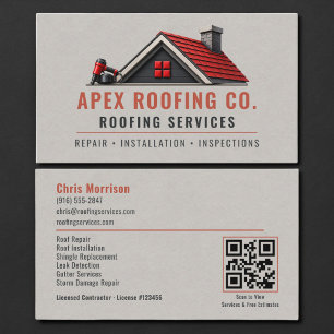 Tarjeta De Visita Código QR profesional para techadores