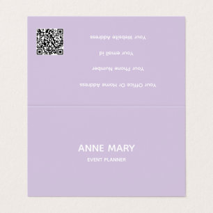 Tarjeta De Visita Código QR Profesional Púrpura Blanco Lavanda Viole