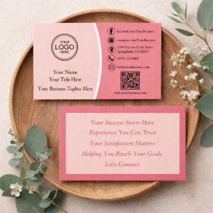 Tarjeta De Visita Código QR profesional rosa moderno personalizado m
