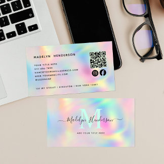 Tarjeta De Visita Código QR profesional único holográfico moderno