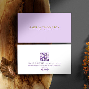 Tarjeta De Visita Código QR profesional Vintage Purple and Gold