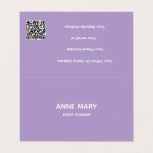 Tarjeta De Visita Código QR profesional violeta lavanda blanco
