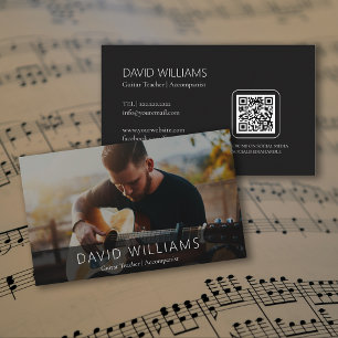 Tarjeta De Visita Código QR Profesor de Música Cantante Compositor F