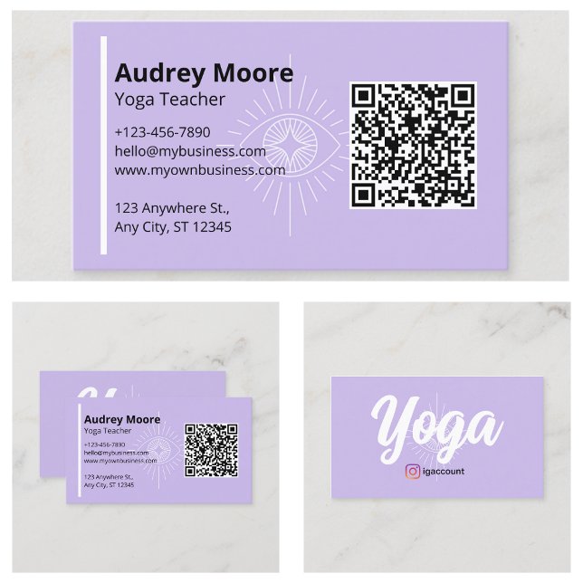 Tarjeta De Visita Código QR Profesor de Yoga Third Eye Yoga Studio (QR Code Yoga Teacher Third Eye Yoga Studio Business Card
)