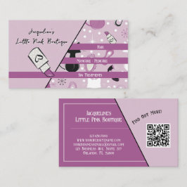 Tarjeta De Visita Código QR púrpura Salón femenino de mediados de si