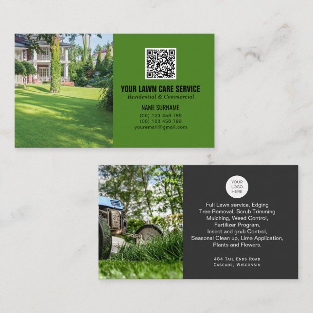 Tarjeta De Visita Código QR Red de cuidados en el jardín moderna  (Anverso / Reverso)