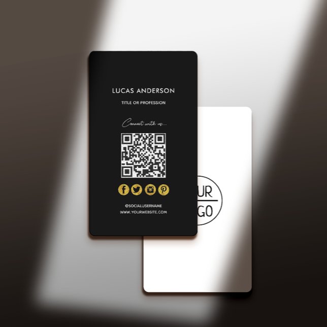 Tarjeta De Visita Código QR red moderna de diseño de oro escaneable  (Subido por el creador)