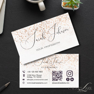Tarjeta De Visita Código QR Redes Sociales Dorado Brillante