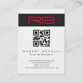 Tarjeta De Visita Código QR rojo blanco de monograma
