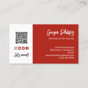 Tarjeta De Visita Código QR Rojo Cálido Foto Iconos de Redes Sociale