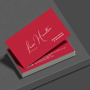 Tarjeta De Visita código QR rojo moderno influencer de belleza 