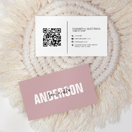 Tarjeta De Visita Código QR rosa Boho minimalista profesional modern