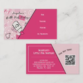 Tarjeta De Visita Código QR Rosa Femenino Salón Mediados de Siglo II