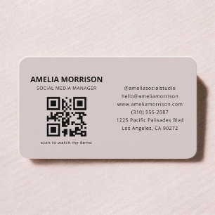 Tarjeta De Visita Código QR Rosa Malva