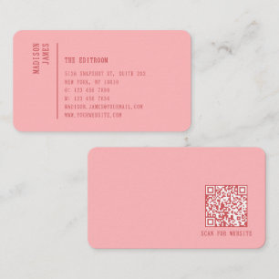 Tarjeta De Visita Código QR Rosa Minimalista Moderno Simple