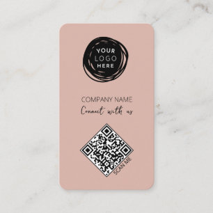 Tarjeta De Visita Código QR Rosa Moderno Redes Sociales
