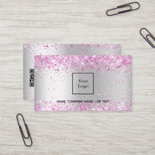 Tarjeta De Visita Código QR rosa plateado