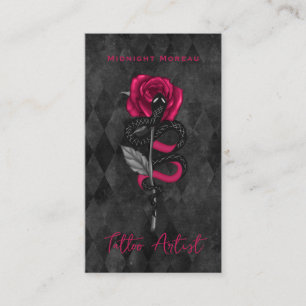 Tarjeta De Visita Código QR Rosa Rosa Rosa Rosa Rosa de Tatuaje Arti