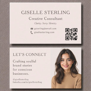 Tarjeta De Visita Código QR rosa Rubor Foto profesional mínima