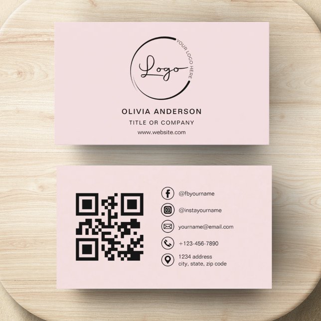 Tarjeta De Visita Código QR rosa Rubor profesional (Subido por el creador)