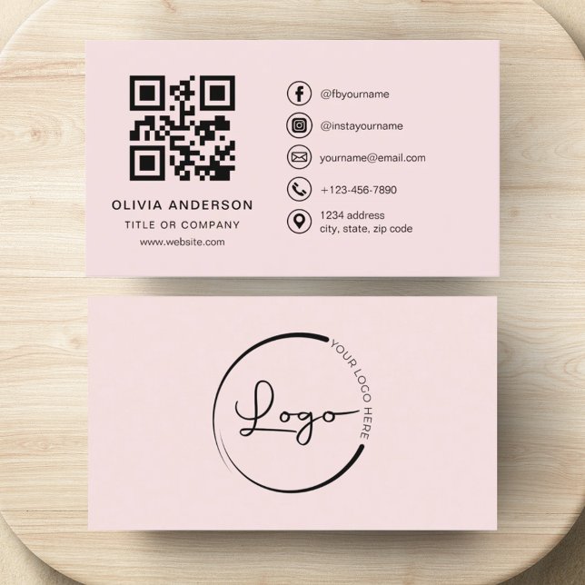 Tarjeta De Visita Código QR rosa Rubor profesional (Subido por el creador)