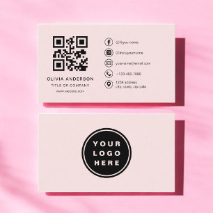 Tarjeta De Visita Código QR rosa Rubor profesional