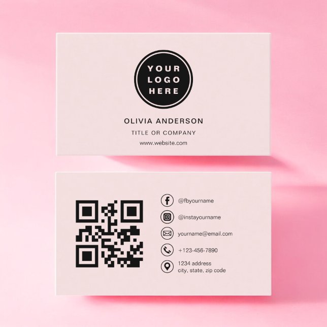 Tarjeta De Visita Código QR rosa Rubor profesional (Subido por el creador)