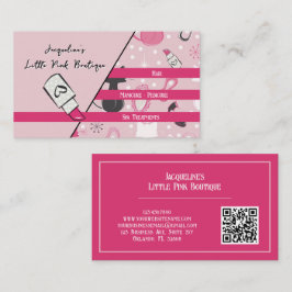 Tarjeta De Visita Código QR Rosa Salón Femenino De Mediados De Siglo