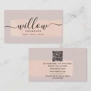 Tarjeta De Visita Código QR rosado de Rubor de pincel