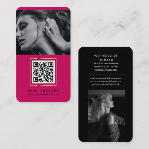 Tarjeta De Visita Código QR rosado moderno en las redes sociales