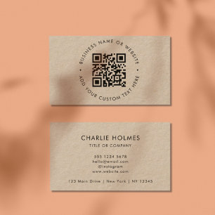 Tarjeta De Visita Código QR   Rústico Kraft Moderno Profesional De E