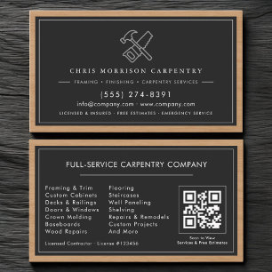 Tarjeta De Visita Código QR rústico Servicios de Carpintería Carpint