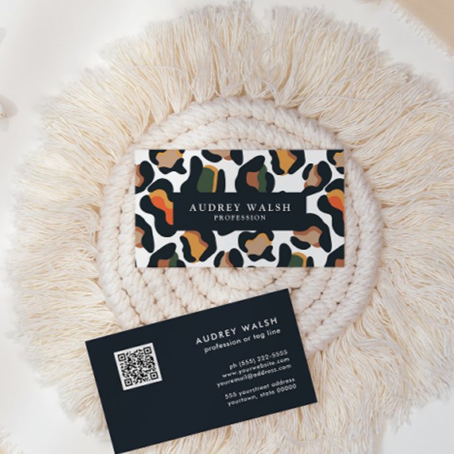 Tarjeta De Visita CÓDIGO QR Safari zona de leopardo de piel animal (Subido por el creador)