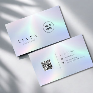 Tarjeta De Visita Código QR Salón de Belleza holográfico moderno