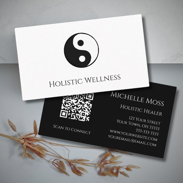 Tarjeta De Visita Código QR Salud integral Yin Yang Wellness Simple (Subido por el creador)