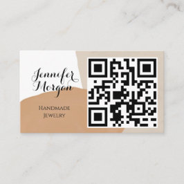 Tarjeta De Visita Código QR Script Pampas Sand Boho Joyería hecha a 
