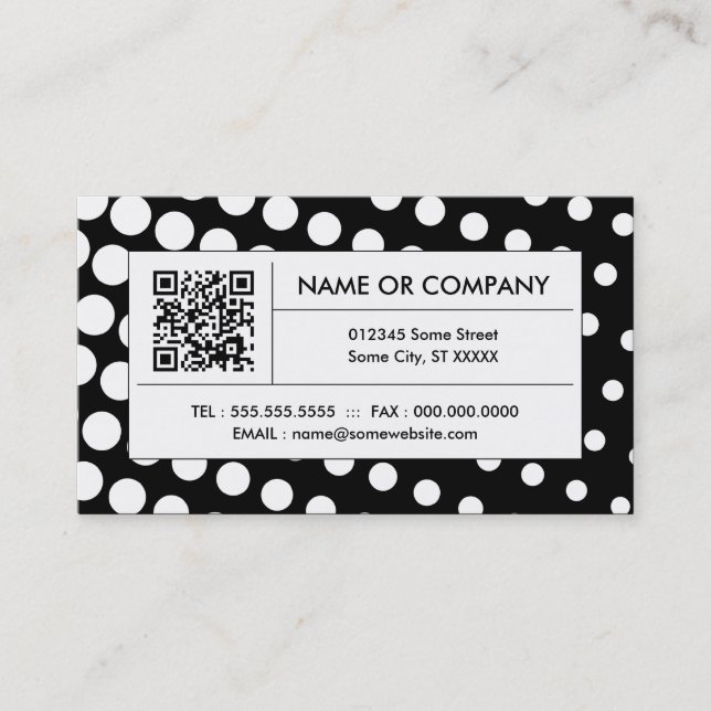 Tarjeta De Visita Código QR semitono en blanco y negro (Anverso)