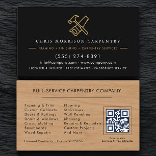 Tarjeta De Visita Código QR Servicio de Carpintería en Madera Martil