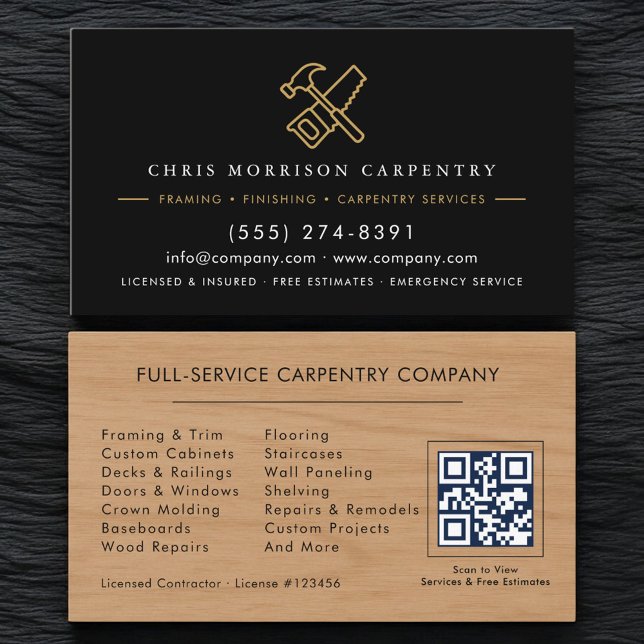 Tarjeta De Visita Código QR Servicio de Carpintería en Madera Martil (Subido por el creador)