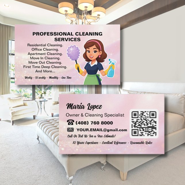 Tarjeta De Visita Código QR Servicio de Limpieza Casa Doncella Rosa (Subido por el creador)