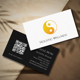 Tarjeta De Visita Código QR Símbolo Yin Yang yin de oro Wellness de