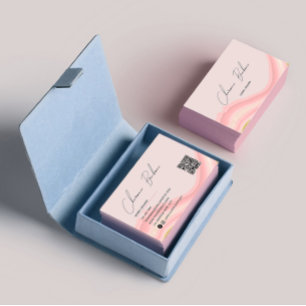 Tarjeta De Visita Código Qr simple de color de agua rosa Rubor