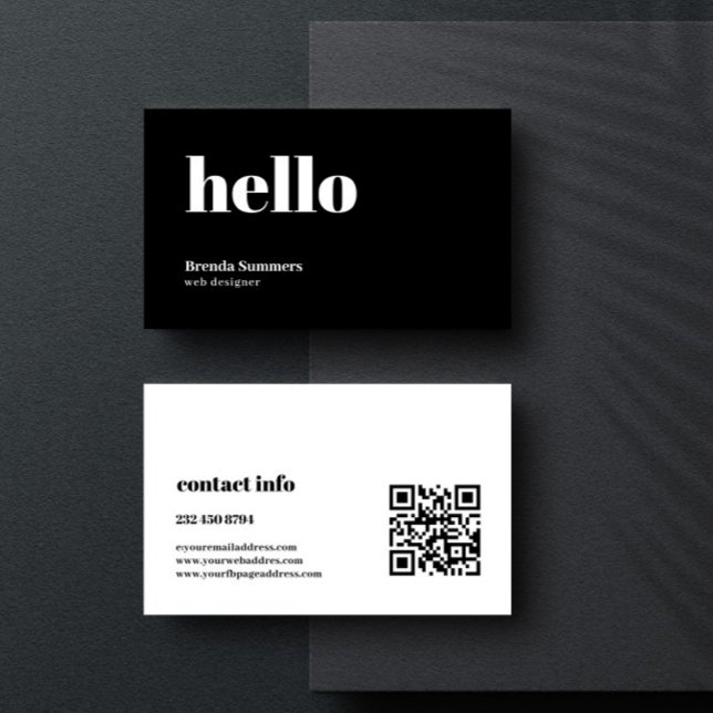 Tarjeta De Visita Código QR simple de fondo blanco y negro moderno (Subido por el creador)